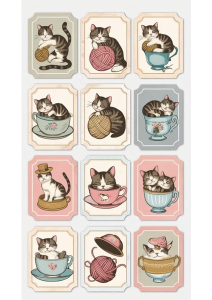 Kedi Telefon Laptop Notebook Tablet Defter Matara Stiker Etiket ST2268