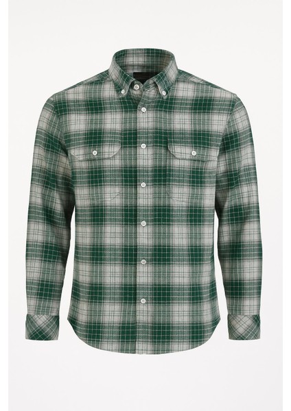 Büyük Beden Çift Cep Klasik Kışlık Kaşmir Gömlek - 7462