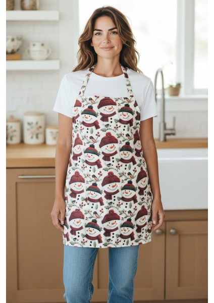 Unisex Mutfak Önlüğü Aşçı Önlüğü Yeni Yıl Yılbaşı Noel Baba