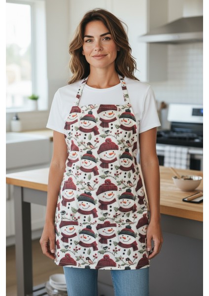 Unisex Mutfak Önlüğü Aşçı Önlüğü Yeni Yıl Yılbaşı Noel Baba