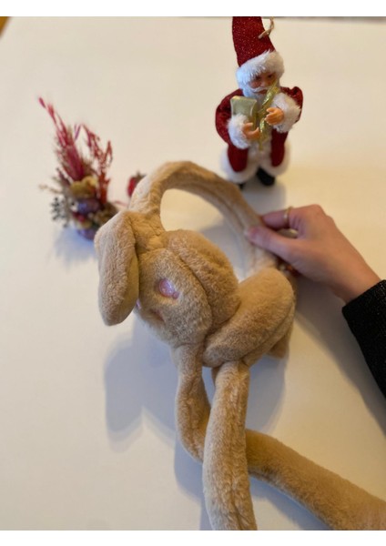 Peluş Tavşan Kulaklı Hareketli Yumuşak Sıcak Tutan Kulaklık