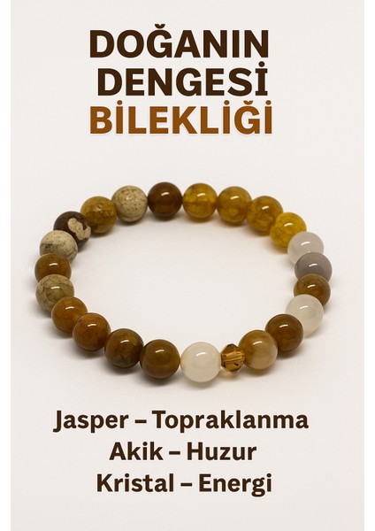 Orijinal Doğal Taş El Yapımı Enerji - Uyum - Denge Sağlayan Bileklik-19