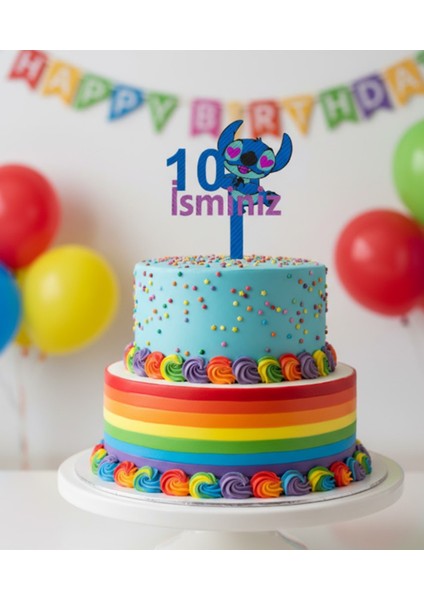 Stitch Isimli 10 Yaş Pasta Süsü