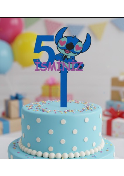 Stitch Isimli 5 Yaş Pasta Süsü
