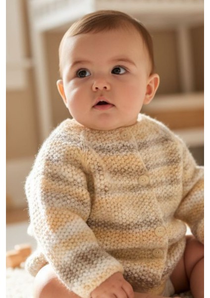 1-2 Yaş Örgü Unisex Bebek Hırkası