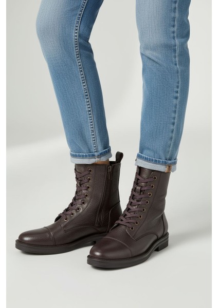 SV515 Hakiki Deri Oxford Tarz Kadın Kahverengi Postal Bot indirimleri