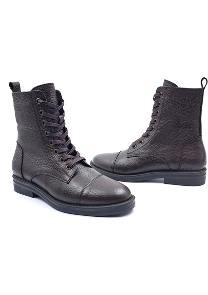 SV515 Hakiki Deri Oxford Tarz Kadın Kahverengi Postal Bot