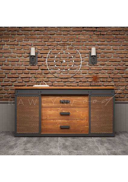 Vega Doğal Ahşap Sürgülü Çemeceli Konsol 140CM