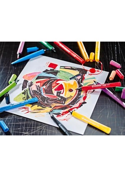 Cappi Arty - Keçe Uçlu - 12&apos;li Paket - Çeşitli Renkler + 1 Kapak Halkası modelleri