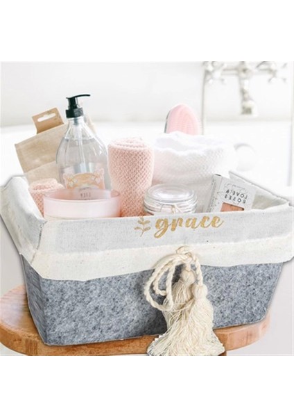 Çok Amaçlı Saklama Organizer Kutu Kare Keçe Sepet (Mini) - 03433 ( Lisinya )