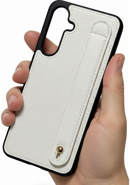 Samsung Galaxy S25FE Beyaz,tutmaçlı Yumuşak Deri Kılıf