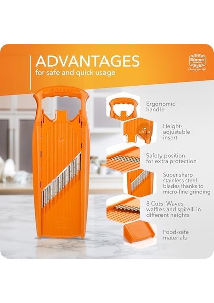 W- Powerline Crinkle Cut Slicer (Turuncu) • Sebzeler Için Dalgalı Mandolin • Dalga/ /kırışık Kesim • Kafes Patates Için Patates Dilimleyici modelleri