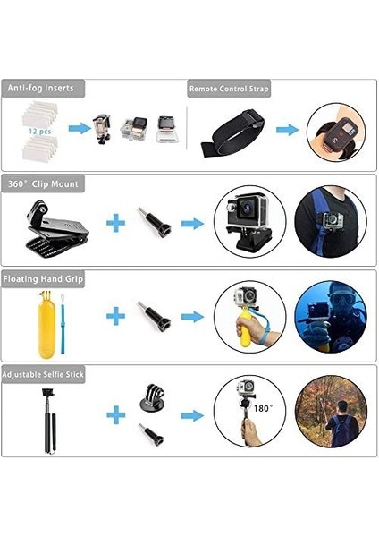 50 Parça Aksiyon Kamera Aksesuar Seti Çantalı – ile Uyumlu, Djı ile Uyumlu, ile Uyumlu Çantalı Spor Montaj Kiti Vlog Seyahat Çekim Aparatları modelleri