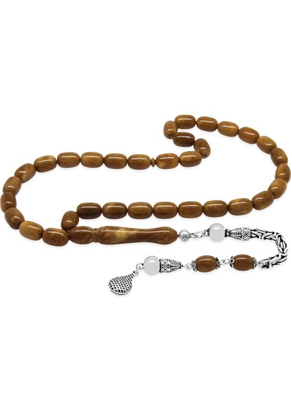 925 Ayar Gümüş Kral Zincir Püsküllü Kapsül Kesim Exclusive Renk Cilalı Kuka Tesbih