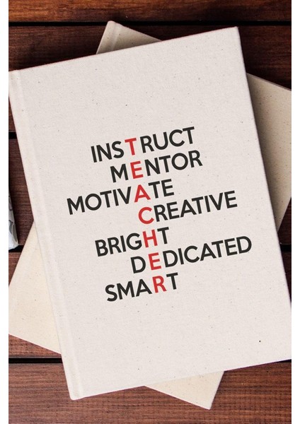 Öğretmenler Günü Hediyesi Kelime Tasarımlı Kanvas Defter