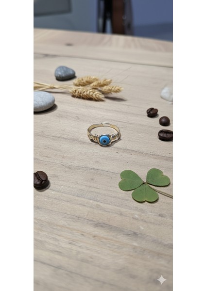 Açık Mavi Turkuaz Nazar Boncuğu Yüzük - Şans Getiren Minimal Tasarım modelleri