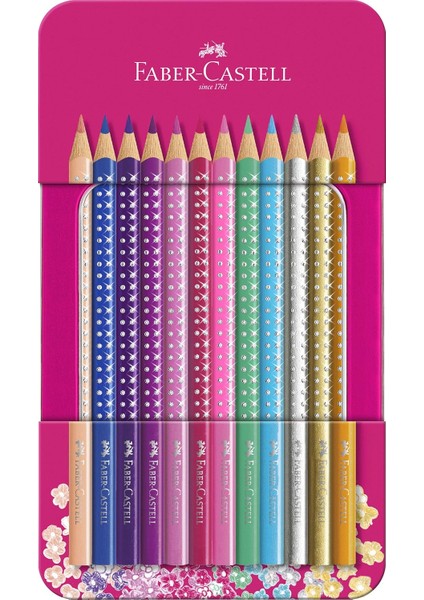 Parlak Renkler, 12 Renk, Metal Kutu, Pembe, Ergonomik Üçgen Gövde, Fsc Sertifikalı Ahşap, Işıltılı Renkler, Çevre Dostu Su Bazlı