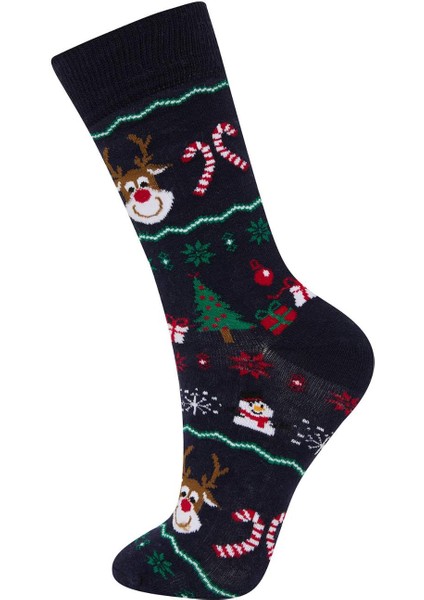 Erkek Kutulu Yılbaşı Temalı Kutulu 2'li Pamuklu Uzun Çorap E2446AXNS fiyatları