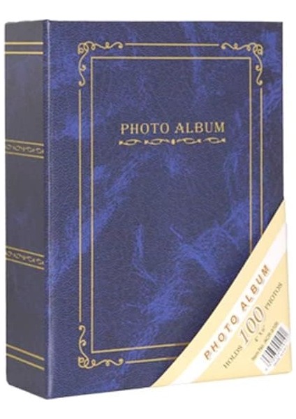 10X15CM 100 Fotoğraf Kapasiteli Ciltbezli Lüks Fotoğraf Albümü (Mavi)