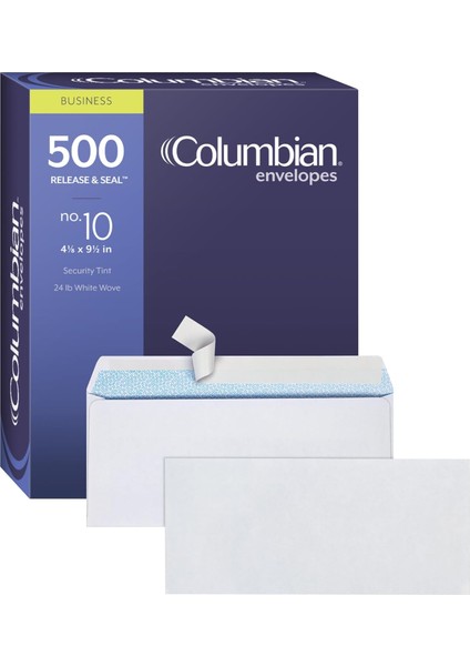 #10 Zarfları, 500/KUTU, Penceresiz, 4-1/8 x 9-1/2 Inç, Serbest Bırakma ve Mühür Kendinden Mühür, Beyaz (COLO151)