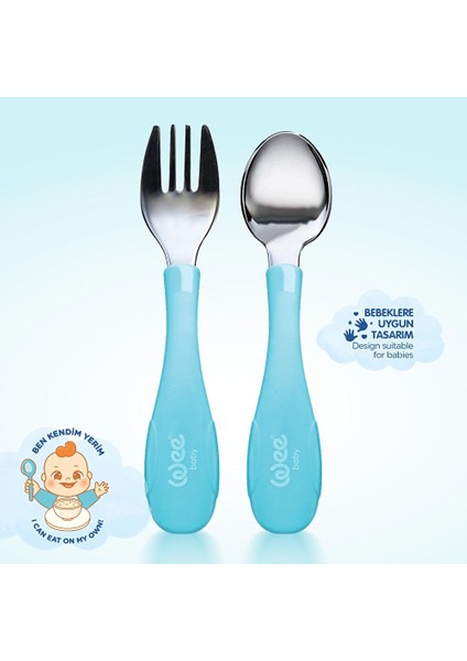 Paslanmz Çelik Çatal Kaşık Seti Mavi modelleri
