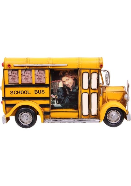 Dekoratif Metal Çerçeve Okul Otobüsü Temalı Hediyelik