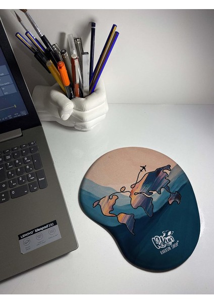 - Dünya Haritası Baskılı Bilek Destekli Mouse Pad