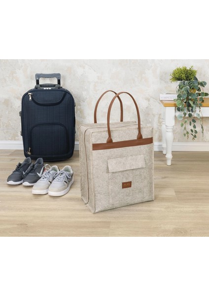 Deri Kulplu Ayakkabı Seyahat Çantası 04263 ( Lisinya )