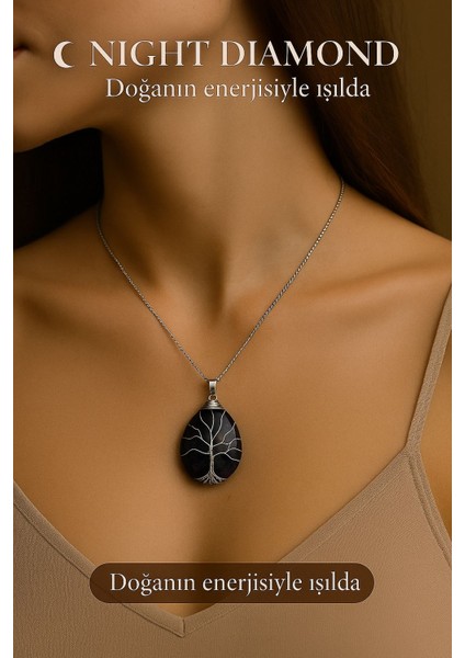 Kadın Kolye Ametis Doğal Taş Zincirli Kolye