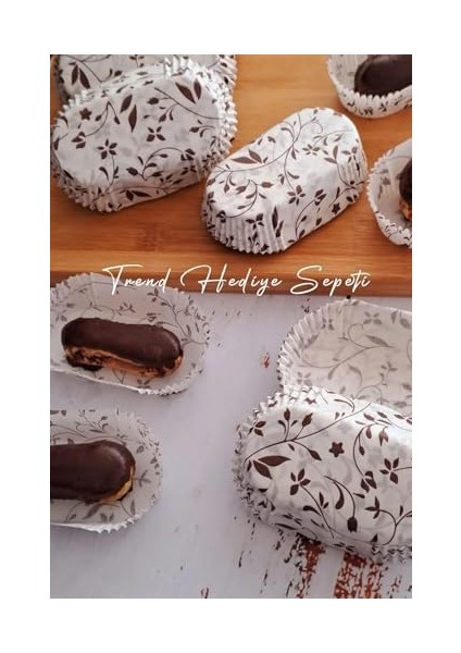 Hediye Sepeti Takribi 200 Adet Büyük Boy Desenli Ekler Kağıdı 8.5x4 Cm, Baklava Sunumluk, Muffin Kek Kalıbı fiyatları