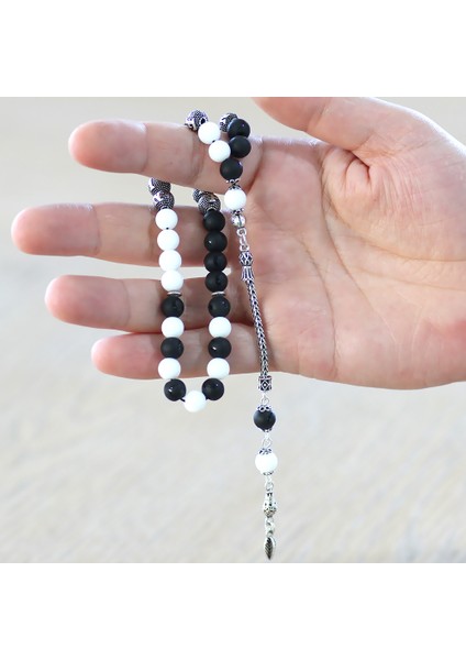 925 Ayar Gümüş Püskül Küre Kesim Isme Özel Siyah Beyaz Jade Ayyıldız Oniks Doğaltaş Taraftar Tesbih fırsatları