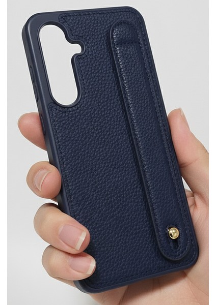 Samsung Galaxy A35 Tutmaçlı Lacivert Yumuşak Deri Kılıf