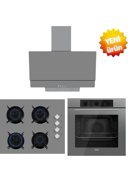 ve Afm Tech Markalı / Grıla Flowart Anrtasit Ankastre Set ( QBL62CPR + FM2210 + FM3407 )