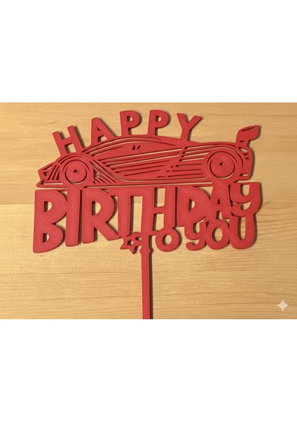 Araba Temalı Pasta Süsü Kırmızı