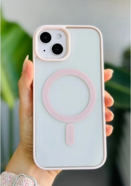 Go Aksesuar 13-14 ve 15 ile Uyumlu Kablosuz Şarj Özellikli Renkli Şeffaf Kılıf