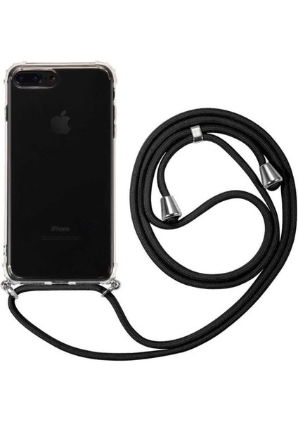 8 Plus Kılıf Boyun Omuz Askılı Ipli Anti Şok Köşe Korumalı Şeffaf Silikon Kmp ile Uyumlu