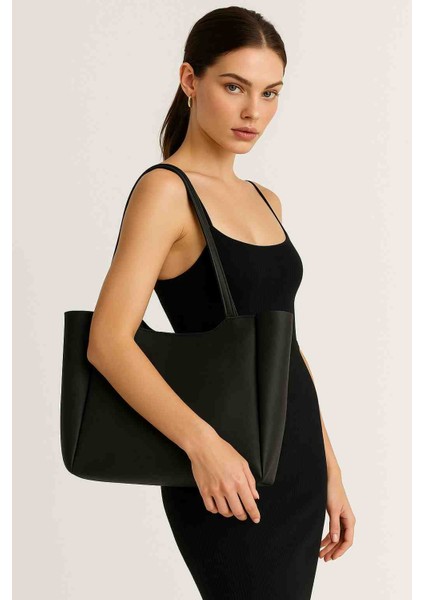 🖤 Günlük ve Ofis Kullanımına Uygun Siyah Suni Deri Omuz Çantası