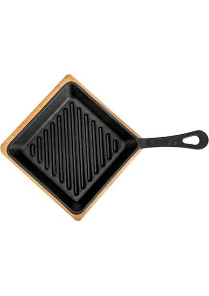 Döküm Mini Kare Tava Kayın Ahşap Altlıklı Döküm Demir Yekpare Saplı Ölçü 16X16CM. fiyatları