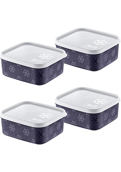 4&apos;lü Set No Frost Saklama Kabı Lacivert 700 ml