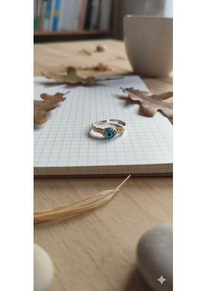 Lacivert Nazar Boncuğu Yüzük - Şans Getiren, Koruyucu, El Yapımı Yüzük indirimleri