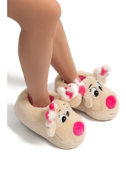 Aşk Kadın Hayvanlı Panduf Bej 36/41