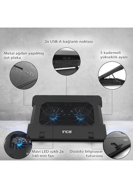 INC-321RT Ergonomıc Fan + + With Rubber Sılent, Güçlü Hava Akımı, 140MM Çift Fanlı, Rubber Doku, Benzersiz -Slip Tasarım,maksimum Hava Akımı 70 Cfm modelleri