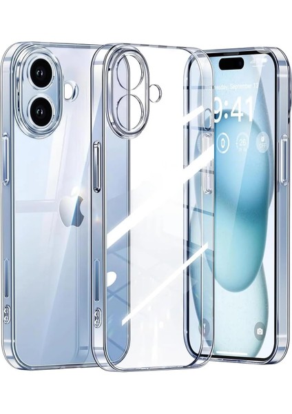 16 (6.1 Inç) Uyumlu Ultra Şeffaf Silikon Koruma Kılıfı - Tam Kasa Şok Emici Transparan Kılıf