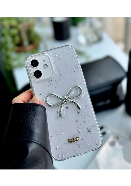 Aksesuar 12 ve 12 Pro Uyumlu Simli Kurdele Oyuncak Tasarımlı Esnek Silikon Kılıf - Simlifiyonk