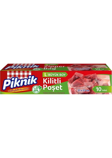 Gıda Ambalaj Kilitli Poşet Büyük 10&apos;lu 1396