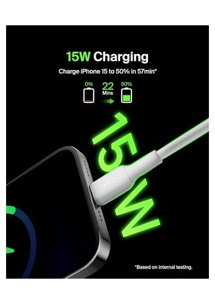 Boost Charge USB C Şarj Kablosu, Usb-C, Usb-A Kablosu, 16, 15, S24, S23,, iPad Pro, Switch ve Daha Fazlası Için, 1 Metre, 2&apos;li Paket, Beyaz fiyatları