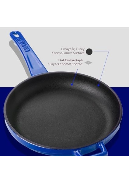 Metal Döküm Kızartma Tavası, 20 Cm, Mavi fiyatları