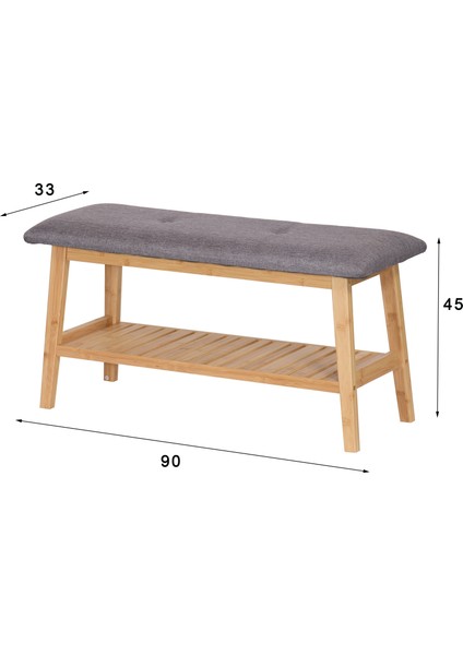 Bambu Ahşap Oturma Bankı ve Ayakkabılık – Gri Minderli, Dekoratif Giriş Bench, Şık Ev Mobilyası, Portmanto Yanı Düzenleyici fırsatları