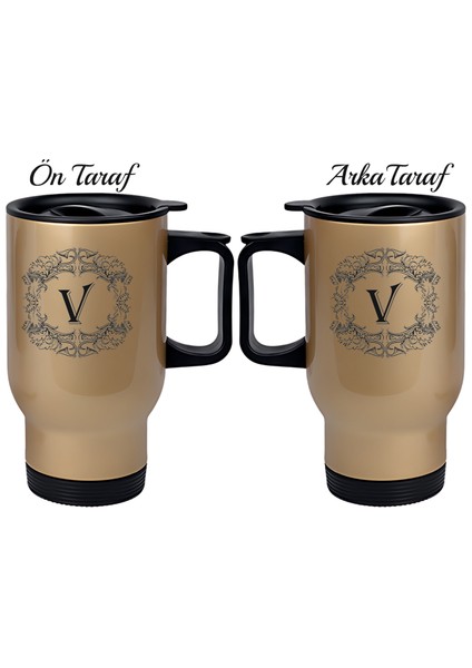 Kişiye Özel Kulplu Çelik Termos Bardak Harf Temalı