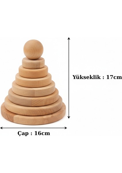 Yerli Üretim Ahşap Montessori Oyuncak – Doğal Kayın Ahşabı, Eğitici Halka Dizme Oyunu fırsatları